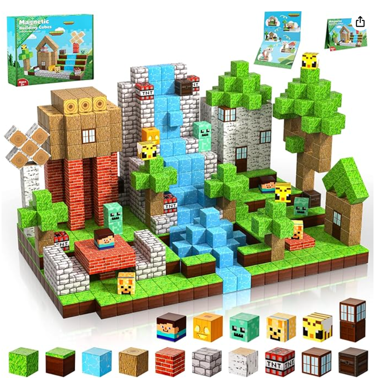 Kit Completo +75 Bloques Magnéticos de Construcción de Minecraft